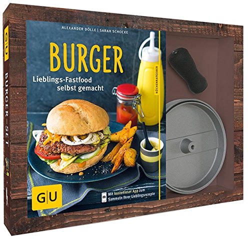 Burger-Set: mit antihaftbeschichteter Burgerpresse aus Aluguss (GU Buch plus)